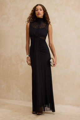 Siyah Orme Tul Astarl? Maxi Abiye & Mezuniyet Elbisesi TPRSS26AE00036