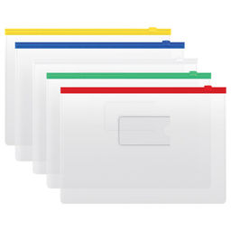 Цена за 2 шт. Папка-конверт на молнии А4 СТАММ, прозрачная (ММ-322061) 120мкм