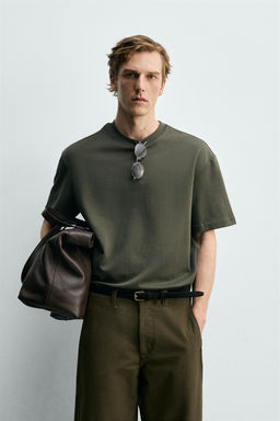 CAMISETA RELAXED FIT INTERLOCK /04 / Khaki oscuro - Zara фото 2