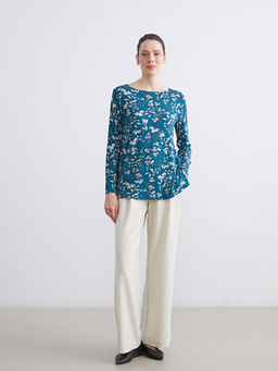 Bisiklet Yaka ?i?ekli Bluz