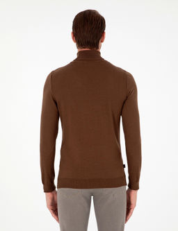 Koyu Kahverengi Slim Fit Bal_k__ Yaka Basic Triko Kazak - Pierre cardin фото 5