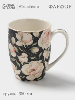 Кружка WY Pink Ohara, 350 мл, фарфор, чёрная