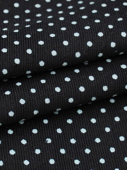 Микровельвет Белый горох (3мм) на черном, ш.1.5м, хлопок-100%, 130гр/м.кв - Купава фото 4