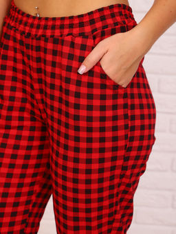 Брюки женские, модель 162, трикотаж (Красно-черная клетка) - Ивановотекстиль фото 8