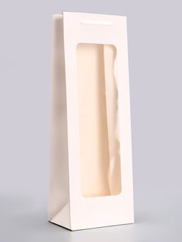 Цена за 12 шт. Пакет под бутылку с PVC окном, 12.5×8.5×36 см, белый