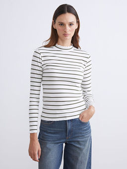 Dik Yaka ?izgili Kad?n Body