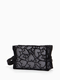 Косметичка Black beauty, с ручкой, на молнии, чёрная