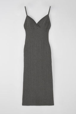 Antrasit Bodycone/Vucuda Oturan Ask?l? Midi Orme Elbise TWOSS25EL00164 - Trendyolmilla фото 6