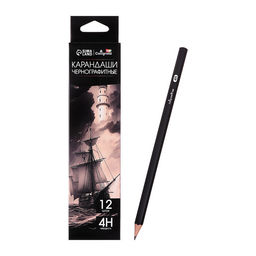 Цена за 12 шт. Карандаш художественный Calligrata TOP, чернографитный, 4H, шестигранный