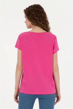 Женская футболка цвета фуксии с круглым вырезом Неожиданная скидка в корзине - U.s. polo assn фото 5