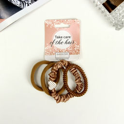 Цена за 6 шт. Резинка для волос QF «Милена», сердце блеск, 4 см, набор 4 шт., МИКС