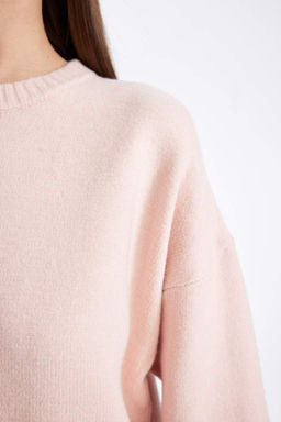 Свитер оверсайз с круглым вырезом - Defacto фото 4