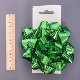 Подарочный Бант - звезда № 14, зеленый, металлик, для упаковки подарков