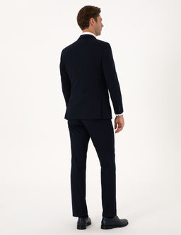 Lacivert Slim Fit Yelekli Tak_m Elbise