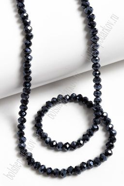 Бусины стеклянные, перламутровые, на леске "Rondelle" 4 мм (SF-668) темно-синий №214