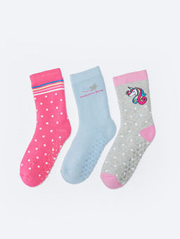 Desenli K?z ?ocuk Havlu Soket ?orap 3l?