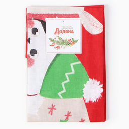 Полотенце Доляна Новогодний котик 28х46 см, 100% хл, рогожка 164 г/м2  фото 5
