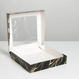 Цена за 5 шт. Коробка складная новогодняя Gold, 20 х 20 х 4 см - Дарите счастье фото 3