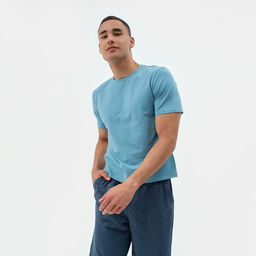 Футболка мужская MINAKU REGULAR FIT: голубая, р-р 56