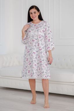 Ночная сорочка женская из футера Капучино бабочки - Амадэль фото 8