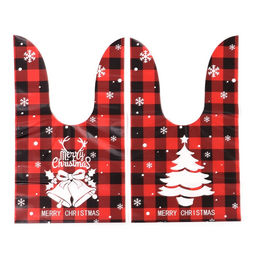 Цена за 50 шт. Пакет полиэтиленовый подарочный новогодний, с ушками Клетка красная, 13?23 см - UPAK LAND фото 3