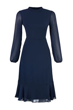 Indigo A Kesim Dik Yakal? Midi Astarl? Sifon Dokuma K?sl?k Elbise TWOAW20EL1313