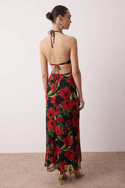 K?rm?z?-Cok Renkli Astarl? Tul Abiye Elbise TPRSS25AE00192 - Trendyolmilla фото 11