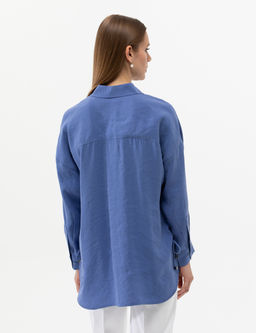 Koyu Mavi Oversize Uzun Kollu G_mlek