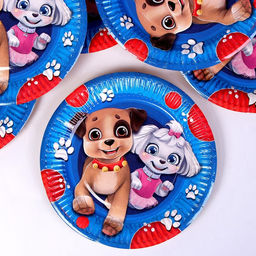Набор бумажной посуды с масками Щенята: 6 тарелок, 6 стаканов, 6 масок - Страна карнавалия фото 8