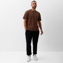 Футболка мужская MINAKU, коричневая, размер 46-48