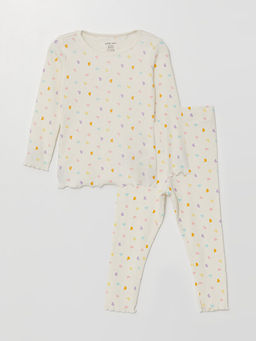 Bisiklet Yaka Uzun Kollu Bask?l? K?z Bebek Pijama Tak?m?