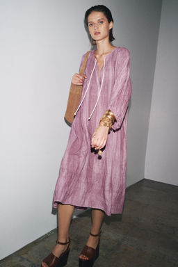 ZW COLLECTION LINEN TIE-DYE TUNIC DRESS - Zara фото 9