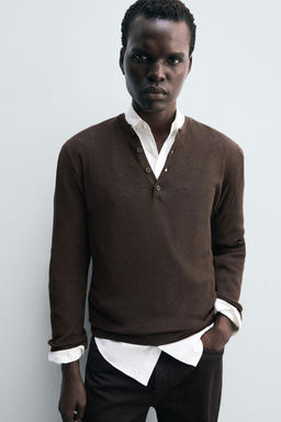 LIGHTWEIGHT HENLEY SWEATER - Zara фото 6