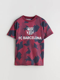 Bisiklet Yaka Barcelona Bask?l? Erkek ?ocuk Ti??rt