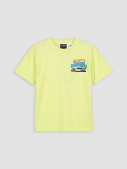 Bisiklet Yaka Hot Wheels Bask?l? Erkek ?ocuk Ti??rt