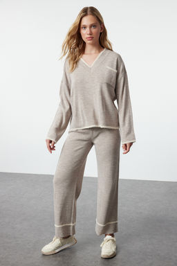 Vizon Genis Kal?p Tuylu Iplik Triko Alt-Ust Tak?m TWOAW24AU00099