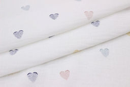 Муслин двухслойный с эф.жатости Пастельные сердечки, ш.1.40м, хлопок-100%, 120гр/м.кв - Купава фото 4