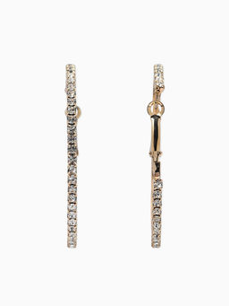 Серьги-кольца со стразами d=5,5см, цвет белый в золоте