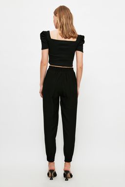 Siyah Beli Lastikli Jogger Dokuma Pantolon TWOSS20PL0129