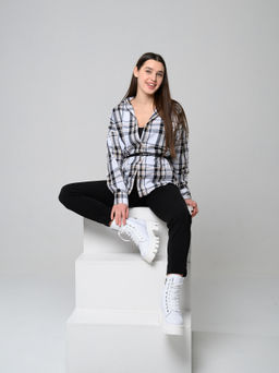 Ботинки 329.зиплайнw.Белый/байка