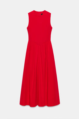 VESTIDO MIDI COMBINADO / Rojo