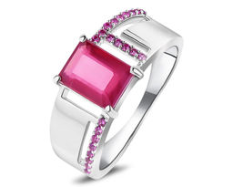 Кольцо, 1 рубин корунд октагон 6х8 мм/2.06 ct. , нанорубин, Анфиса