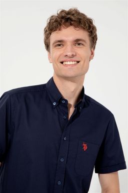 U. S. Polo Assn Мужская темно-синяя рубашка с коротким рукавом - U.s. polo assn фото 2