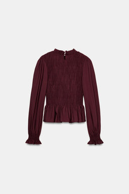 CAMISA NIDO DE ABEJA / Burgundy - Zara фото 8