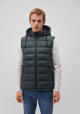 Kapusonlu Yesil Sisme Yelek - Mavi фото 3