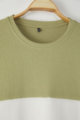 TRENDYOL MAN Mint Buyuk Beden Oversize/Genis Kesim Renk Bloklu Dokulu T-Shirt TMNSS25BF00038 - Trendyolmilla фото 4