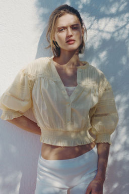 Blusa de algod?n con jaretas - H&m фото 5