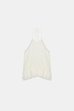 TOP HALTER VOLANTES TACHAS / Crudo - Zara фото 2