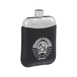 Фляжка Герб СССР, нержавеющая сталь, чехол, 180 мл, 6 oz