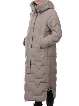 H268 DK. BEIGE Пальто зимнее женское (170 гр. холлофайбер)